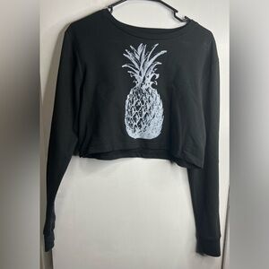 Pineapple Cropped Graphic Tee Shirt Long-Sleeve